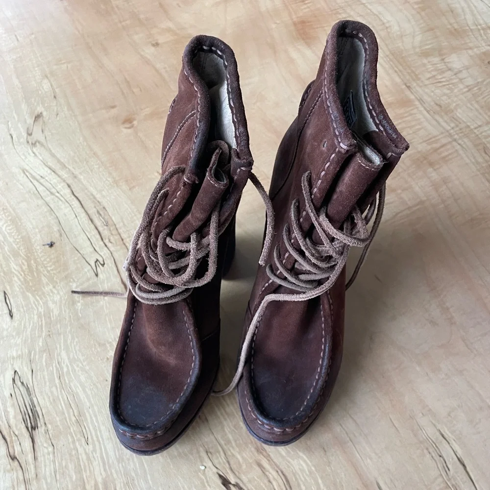FRYE Parker Moc Short Boot in Brown- Oiled Leather
